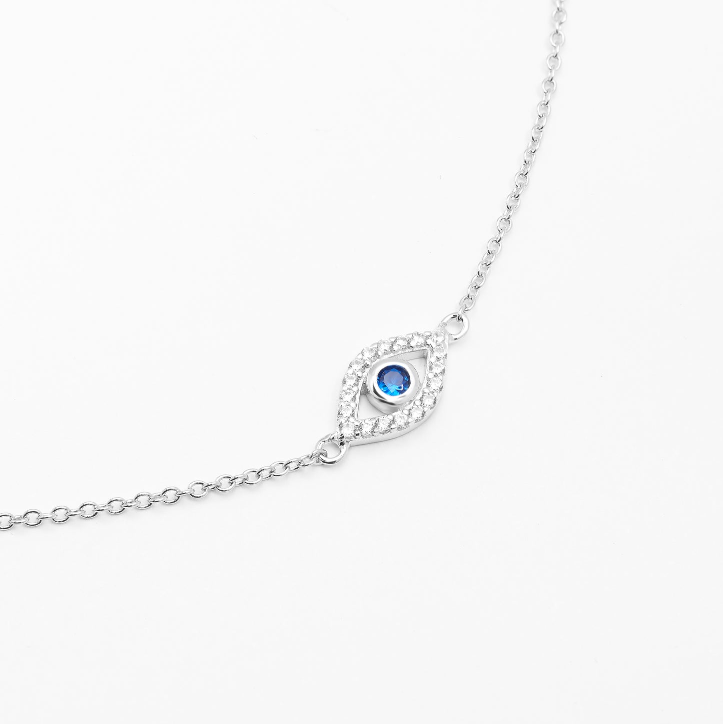 Sterling Silver Zirconia Evil Eye Bracelet