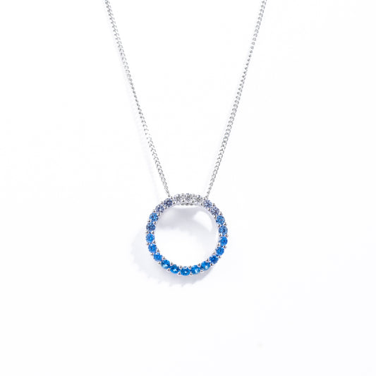 Sterling Silver Blue Ombre Zirconia Open Circle pendant