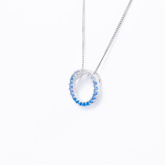 Sterling Silver Blue Ombre Zirconia Open Circle pendant