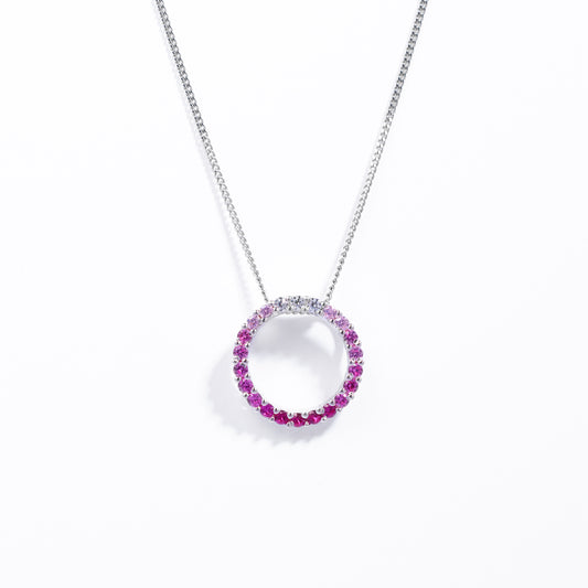 Sterling Silver Pink Ombre Zirconia Open Circle pendant