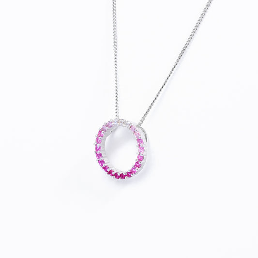 Sterling Silver Pink Ombre Zirconia Open Circle pendant