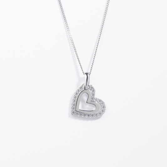 Sterling Silver Hanging Double Heart Pendant