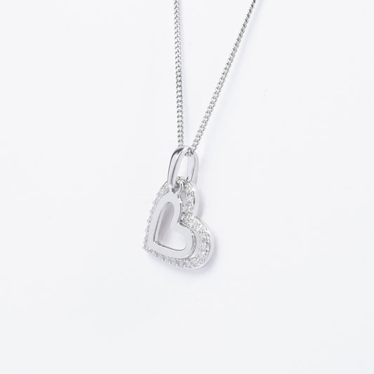 Sterling Silver Hanging Double Heart Pendant