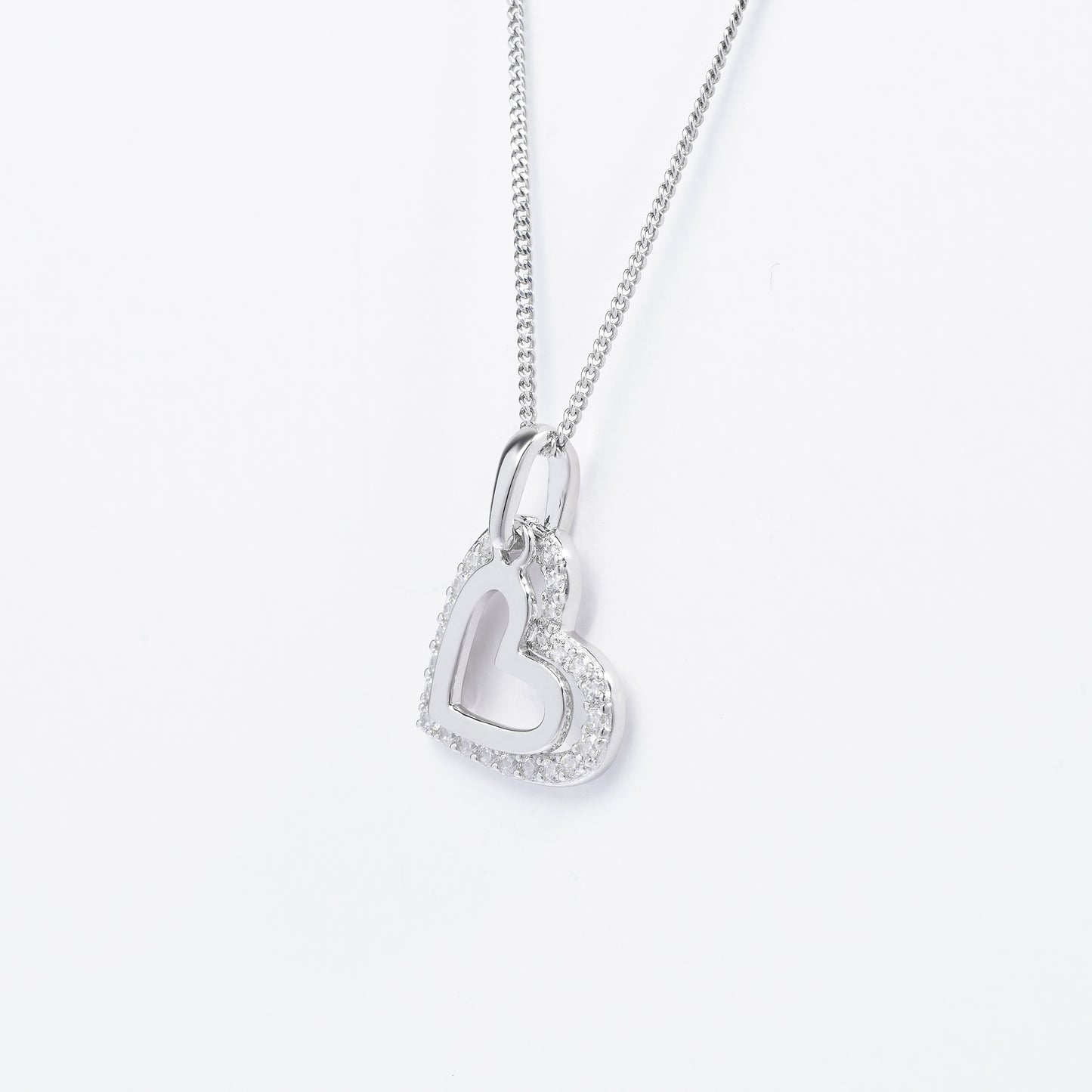 Sterling Silver Hanging Double Heart Pendant