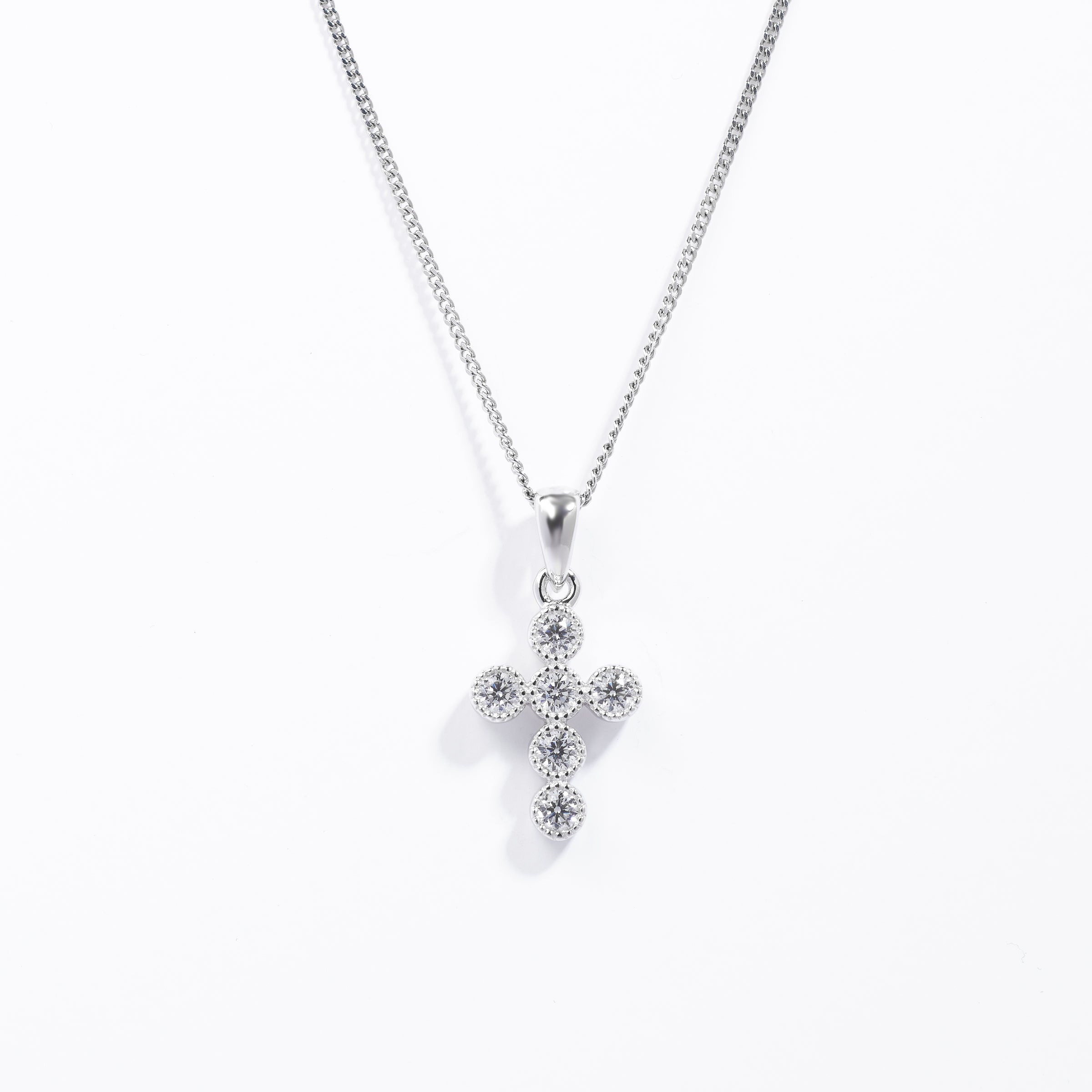 Sterling Silver Zirconia Crown Set Cross Pendant