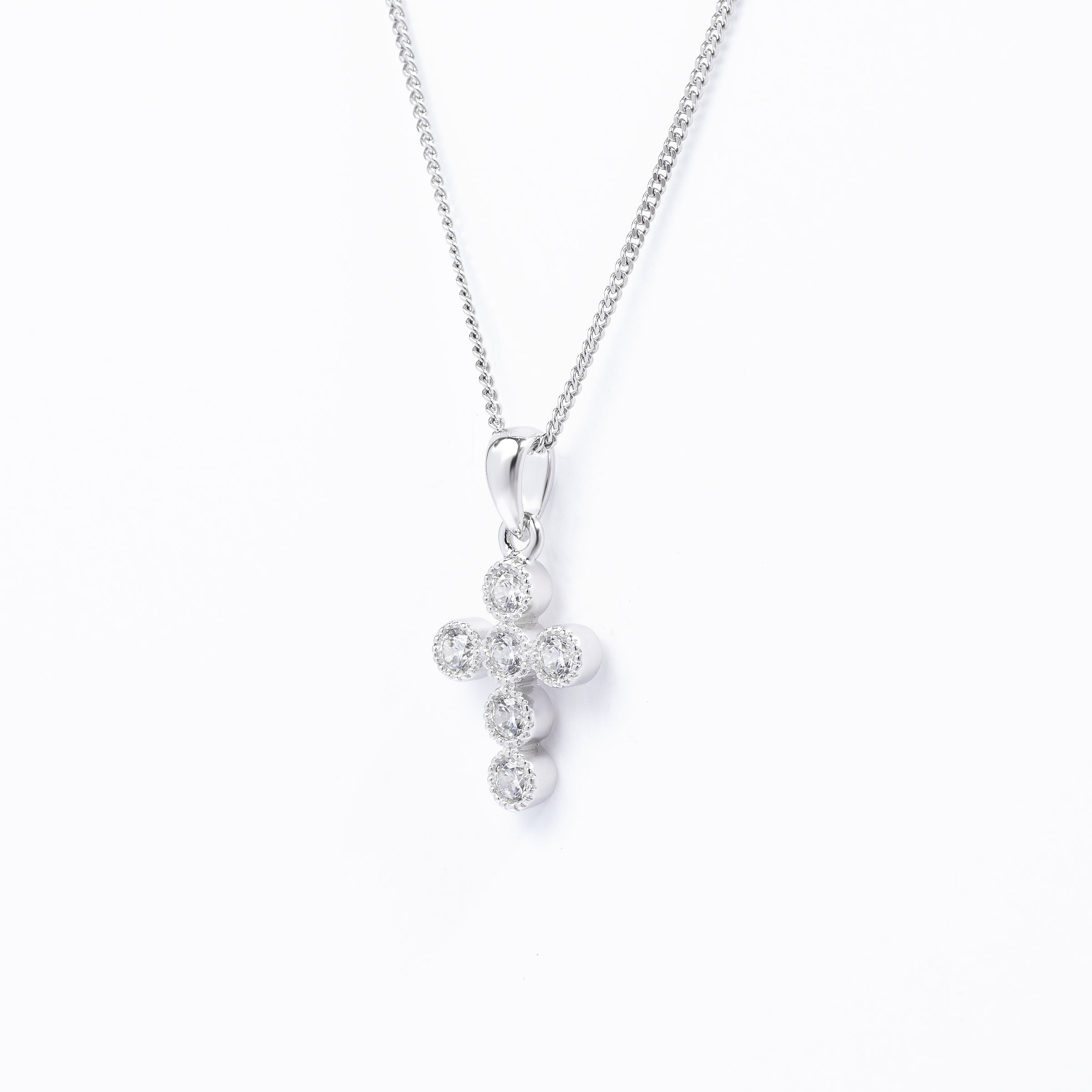 Sterling Silver Zirconia Crown Set Cross Pendant