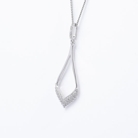 Sterling Silver Zirconia Pave Open Teardrop Pendant