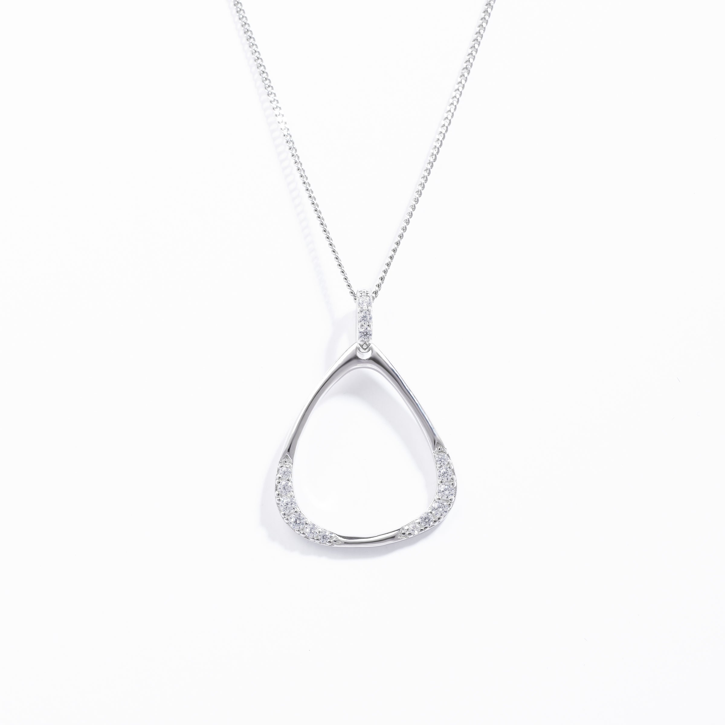 Sterling Silver Zirconia Open Triangle Pendant