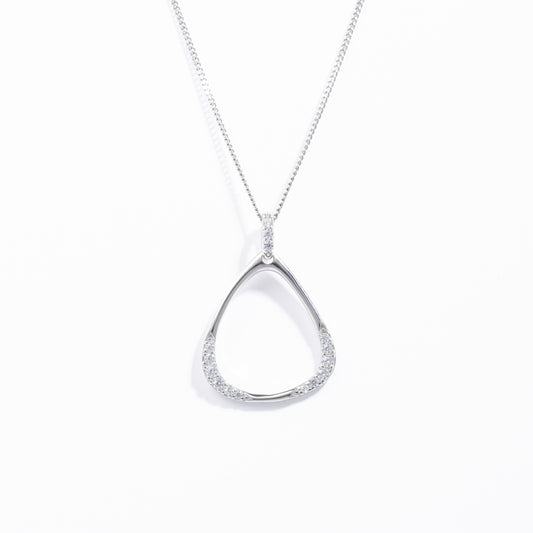 Sterling Silver Zirconia Open Triangle Pendant