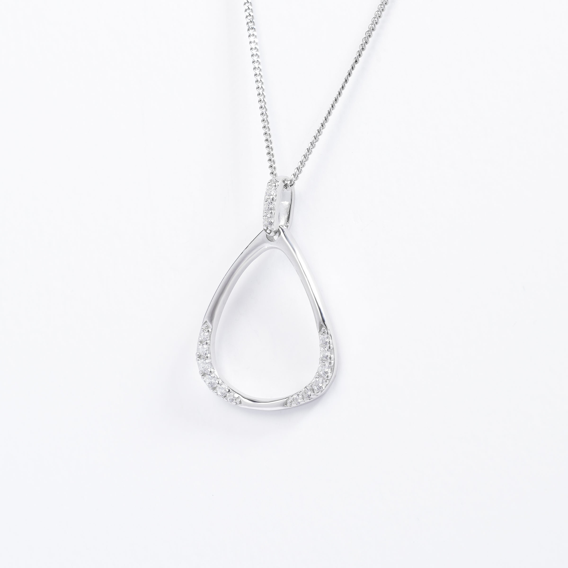 Sterling Silver Zirconia Open Triangle Pendant