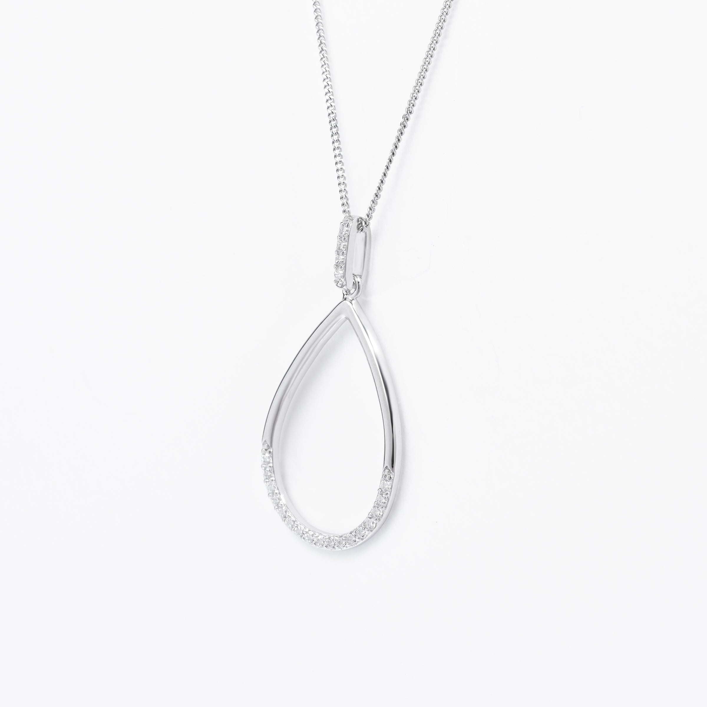 Sterling Silver Zirconia Open Teardrop Pendant