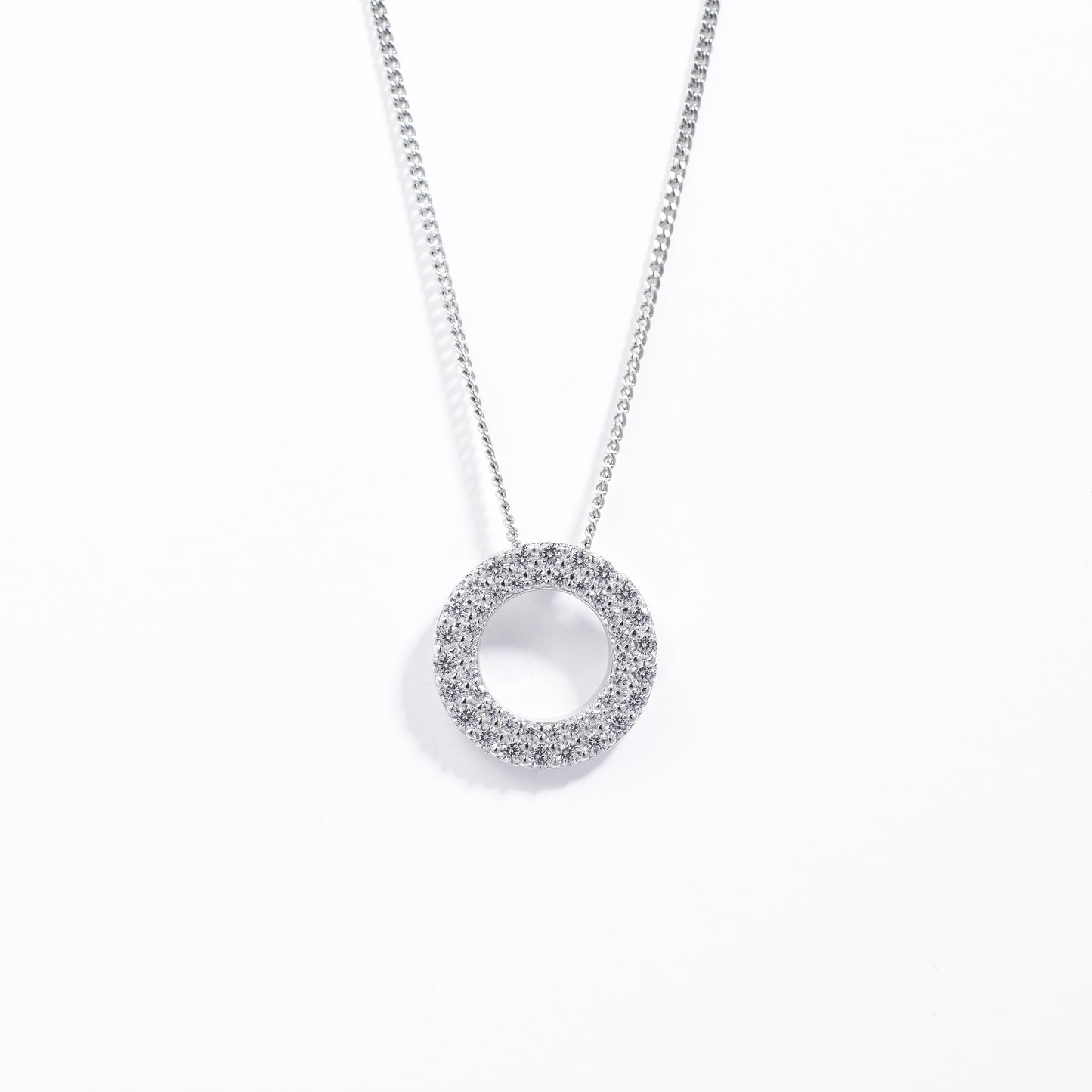 Sterling Silver Zirconia Double Halo Slider Pendant