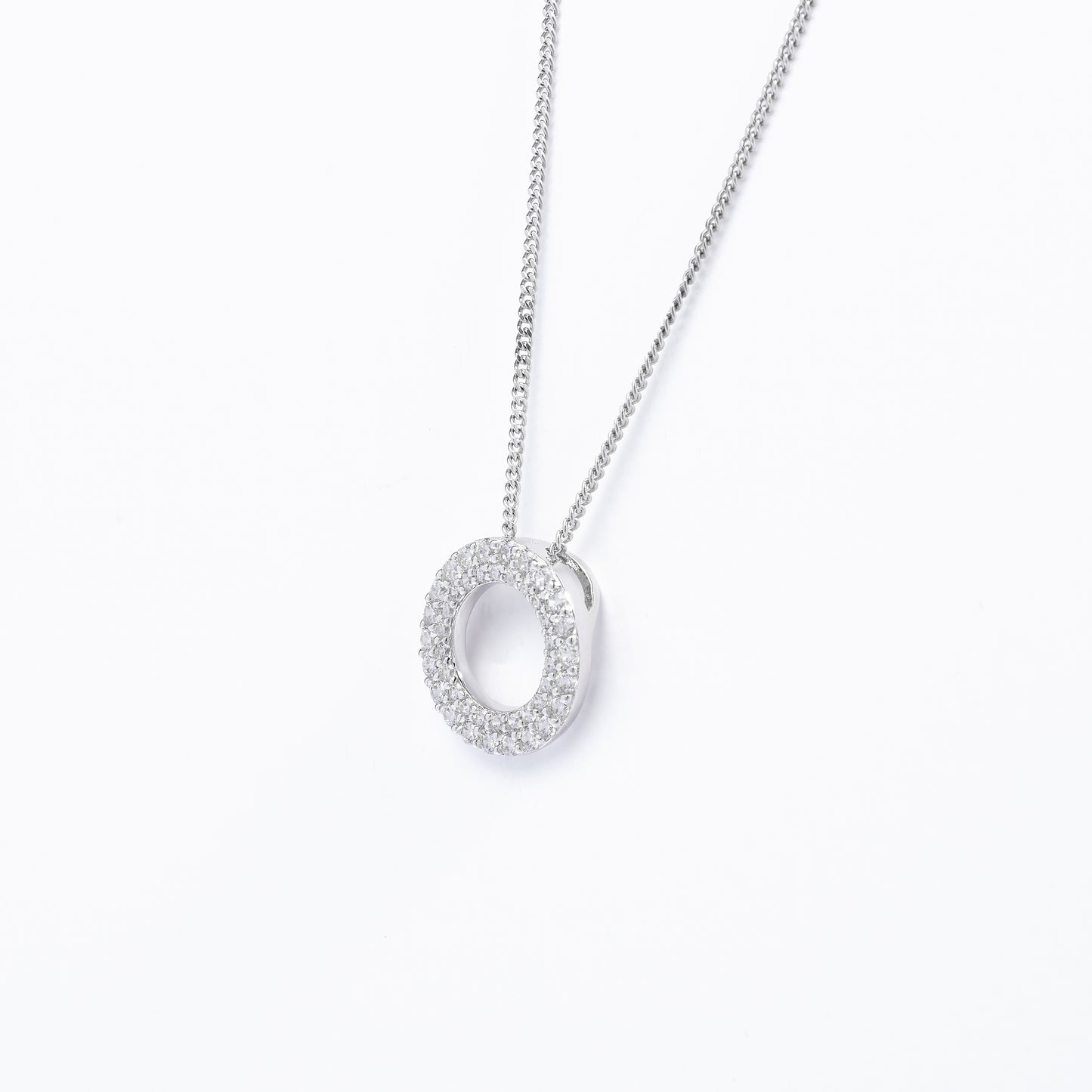 Sterling Silver Zirconia Double Halo Slider Pendant