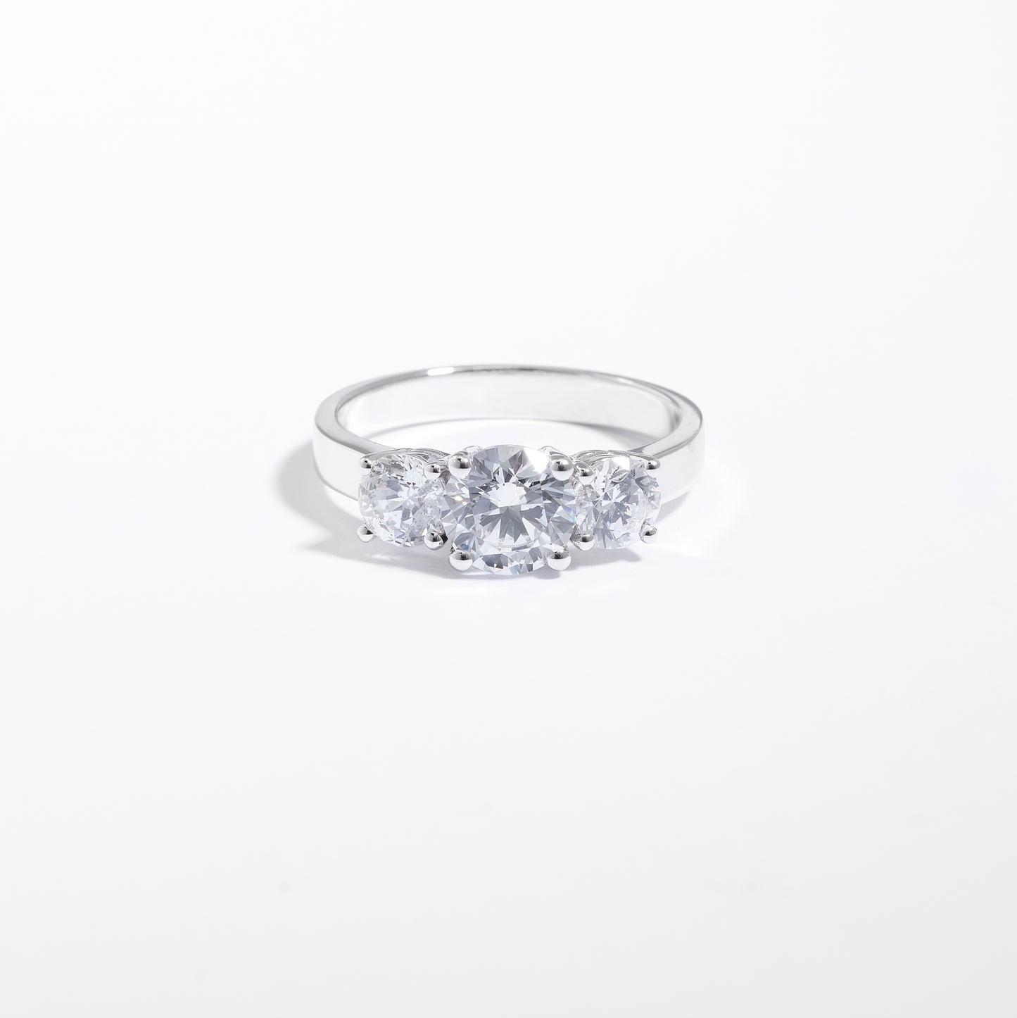 Sterling Silver Zirconia Round Trilogy Ring