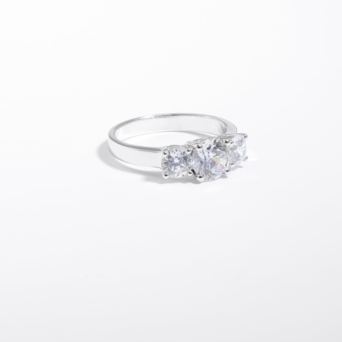 Sterling Silver Zirconia Round Trilogy Ring