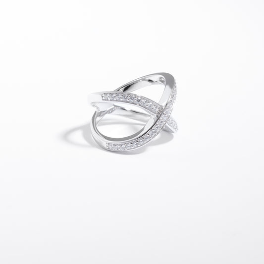 Sterling Silver Zirconia Crossover Split Band Ring