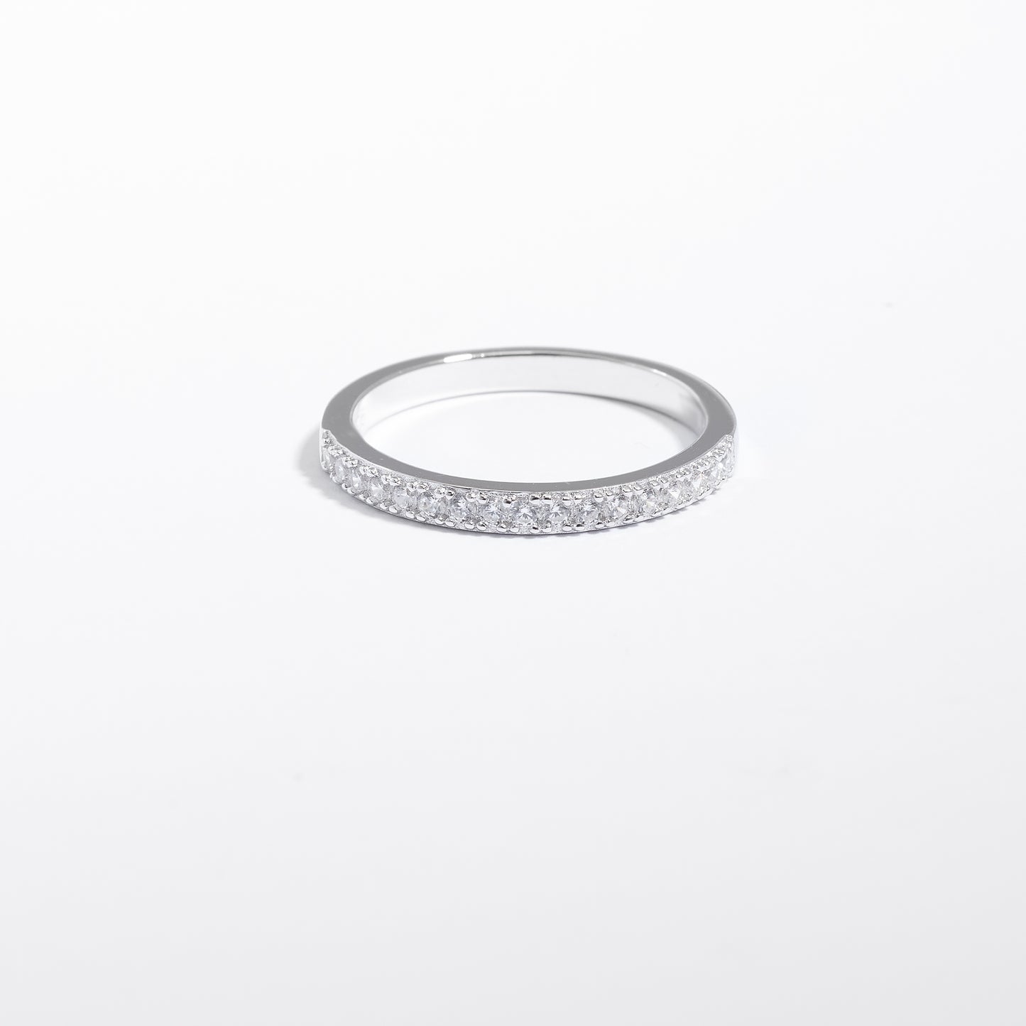 Sterling Silver Zirconia Grain Set Band Ring