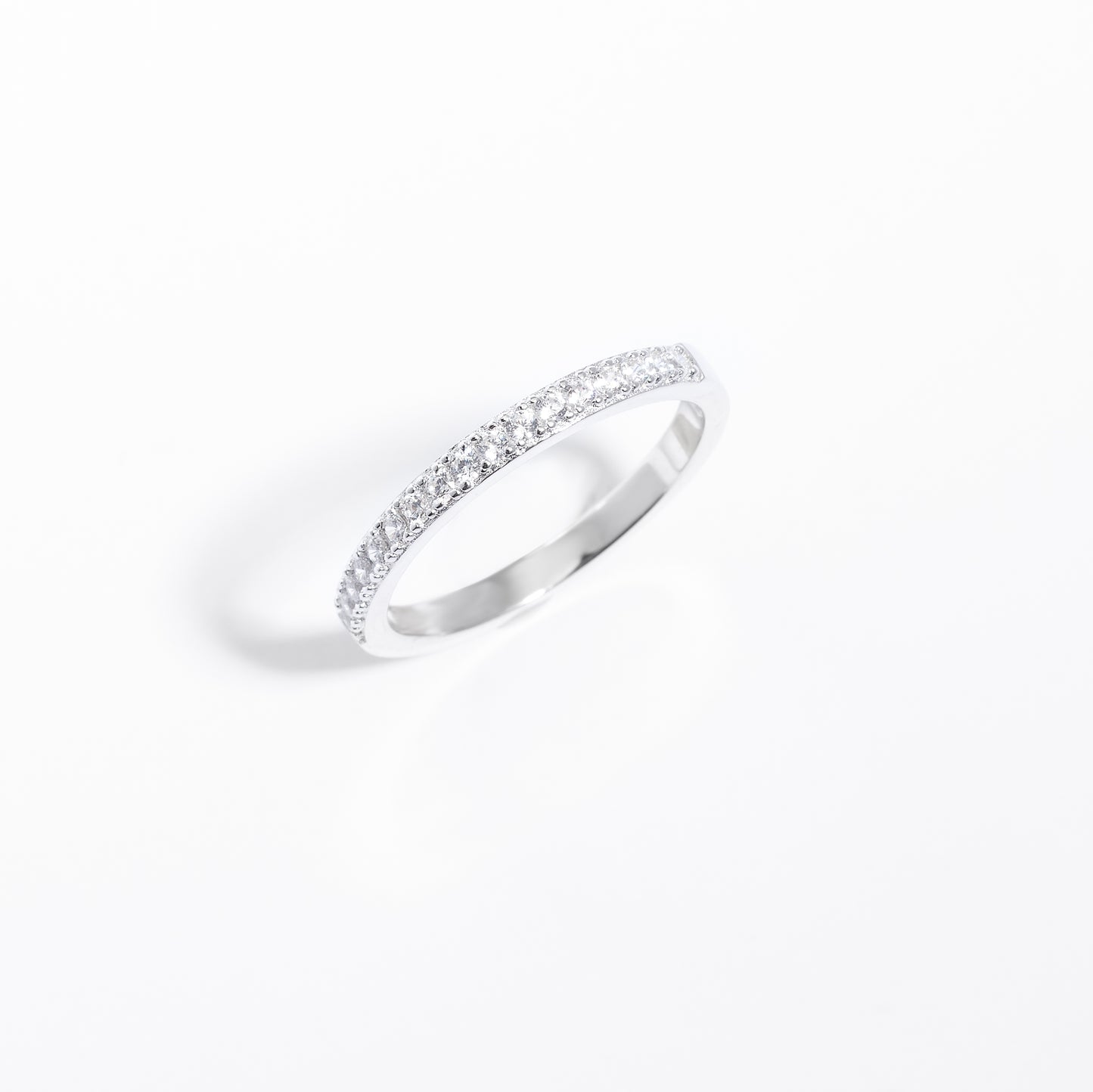 Sterling Silver Zirconia Grain Set Band Ring