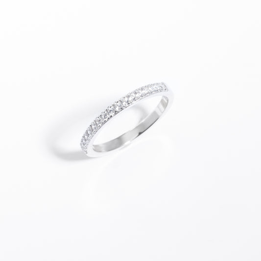 Sterling Silver Zirconia Grain Set Band Ring