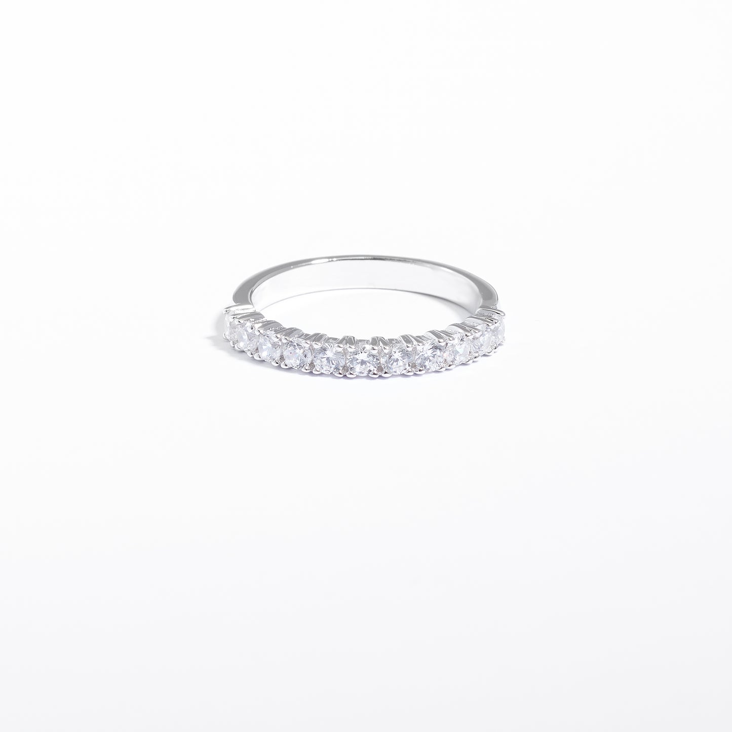 Sterling Silver Zirconia Claw Set Band Ring