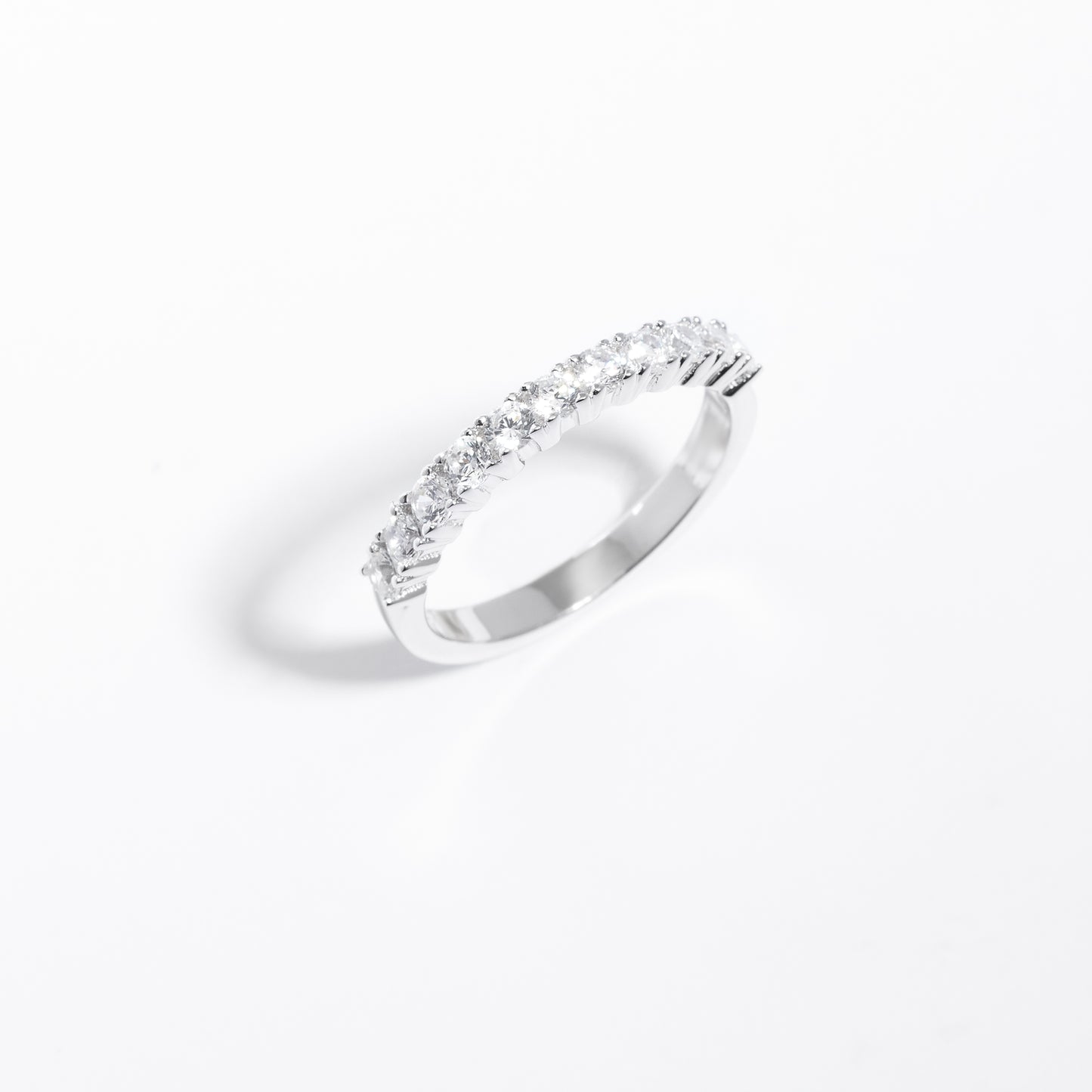 Sterling Silver Zirconia Claw Set Band Ring