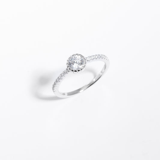 Sterling Silver Zirconia Crown Set Ring