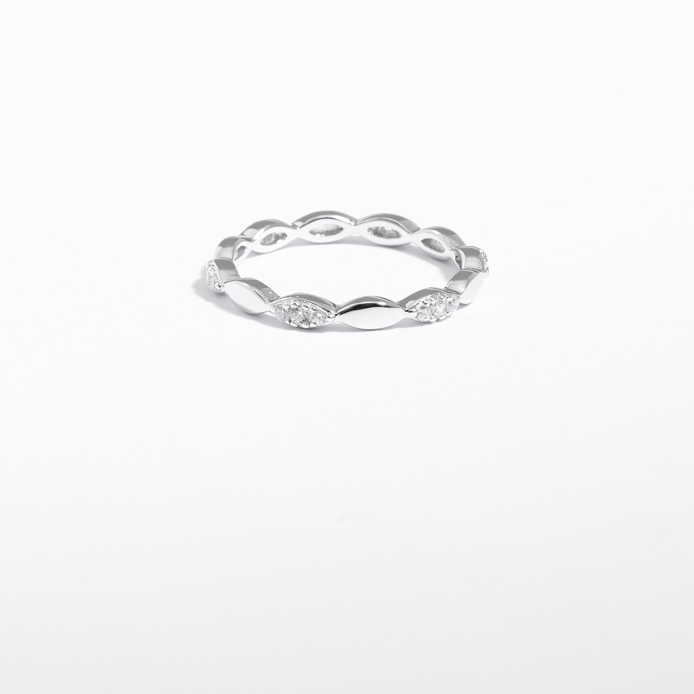Sterling Silver Zirconia Marquise Stacker Ring