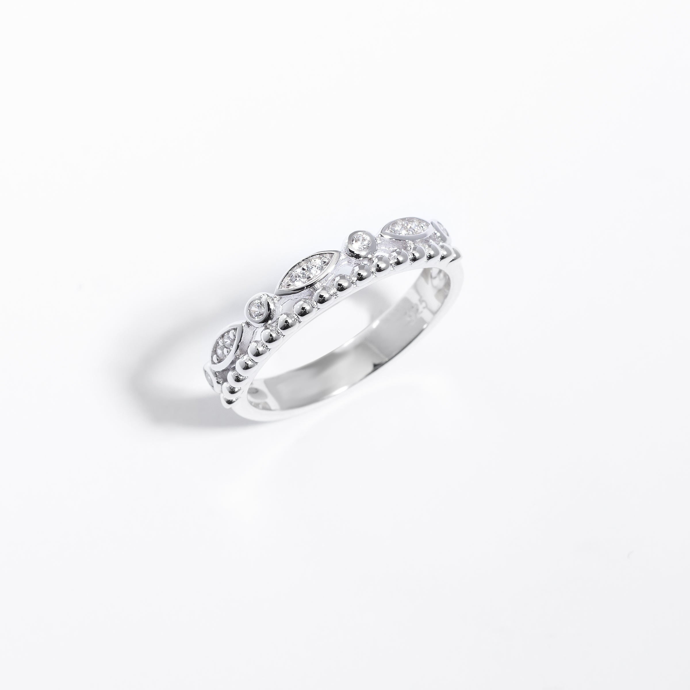 Sterling Silver Zirconia Double Row Fancy Ring