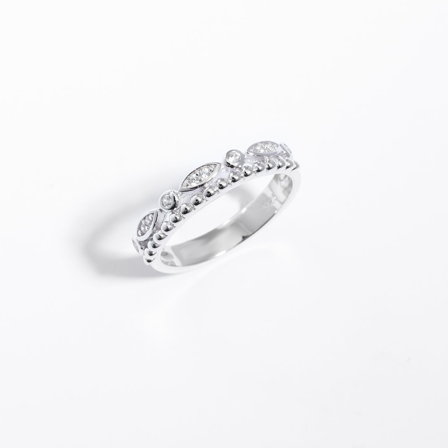 Sterling Silver Zirconia Double Row Fancy Ring