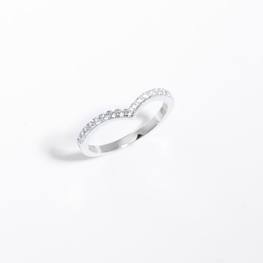 Sterling Silver Zirconia V Contour Band Ring