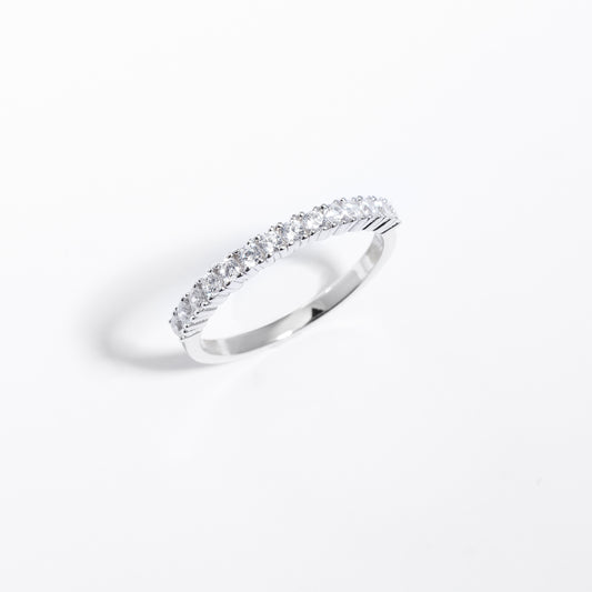 Sterling Silver Zirconia Single Row Ring