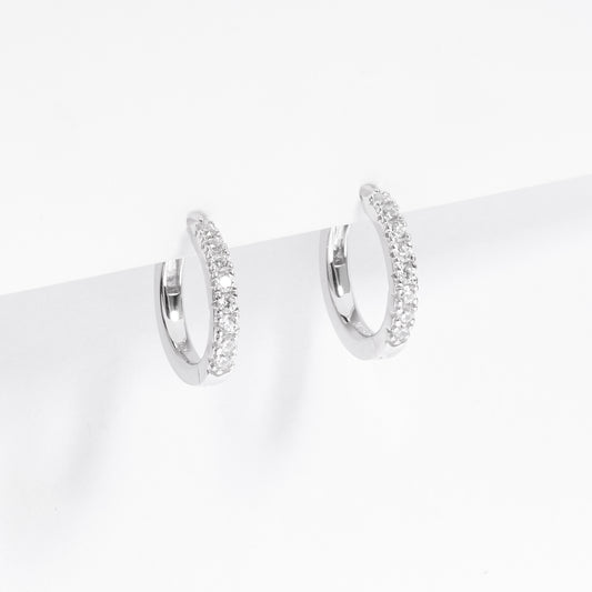 Sterling Silver Zirconia Claw Set Huggie Earrings 14mm