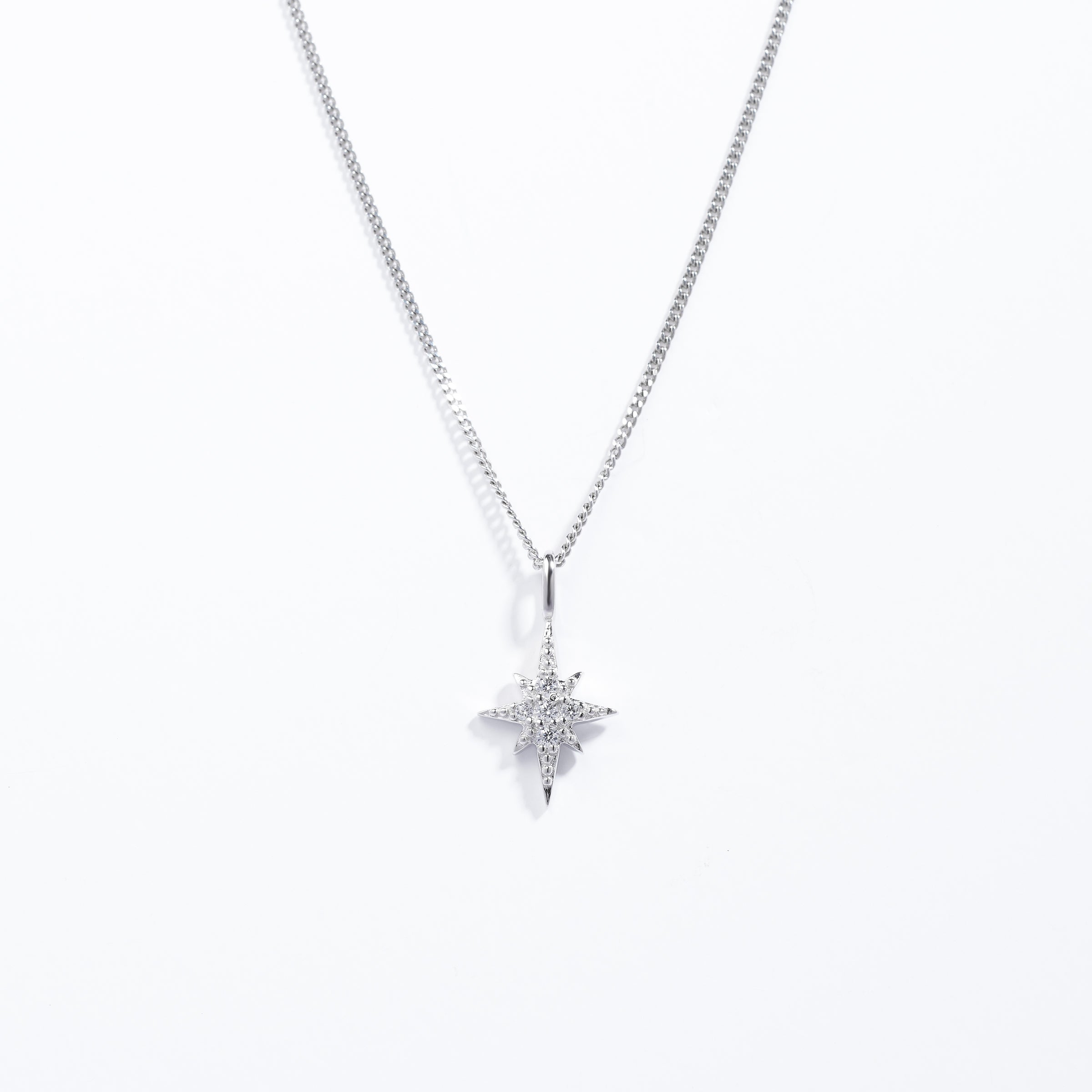 Sterling Silver Zirconia Fancy Star Pendant