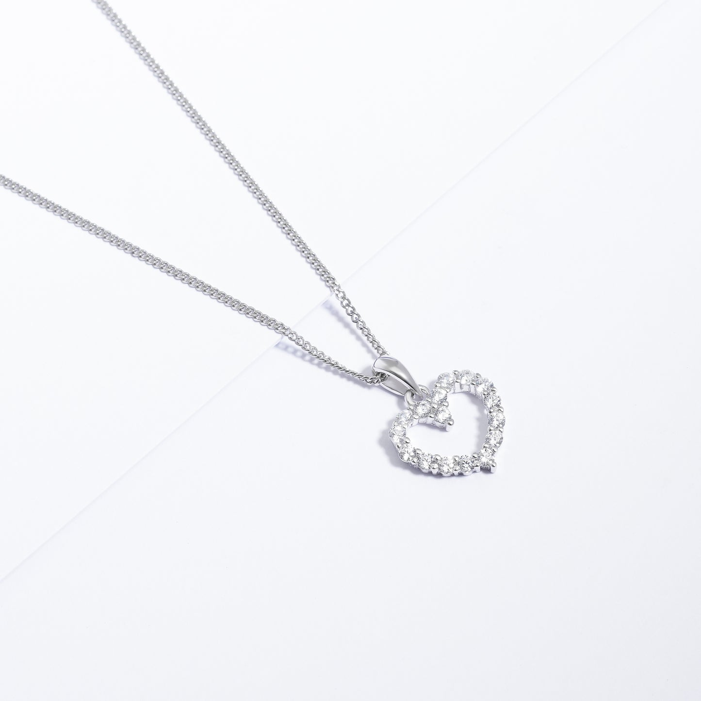 Sterling Silver Zirconia Claw Set Heart Pendant