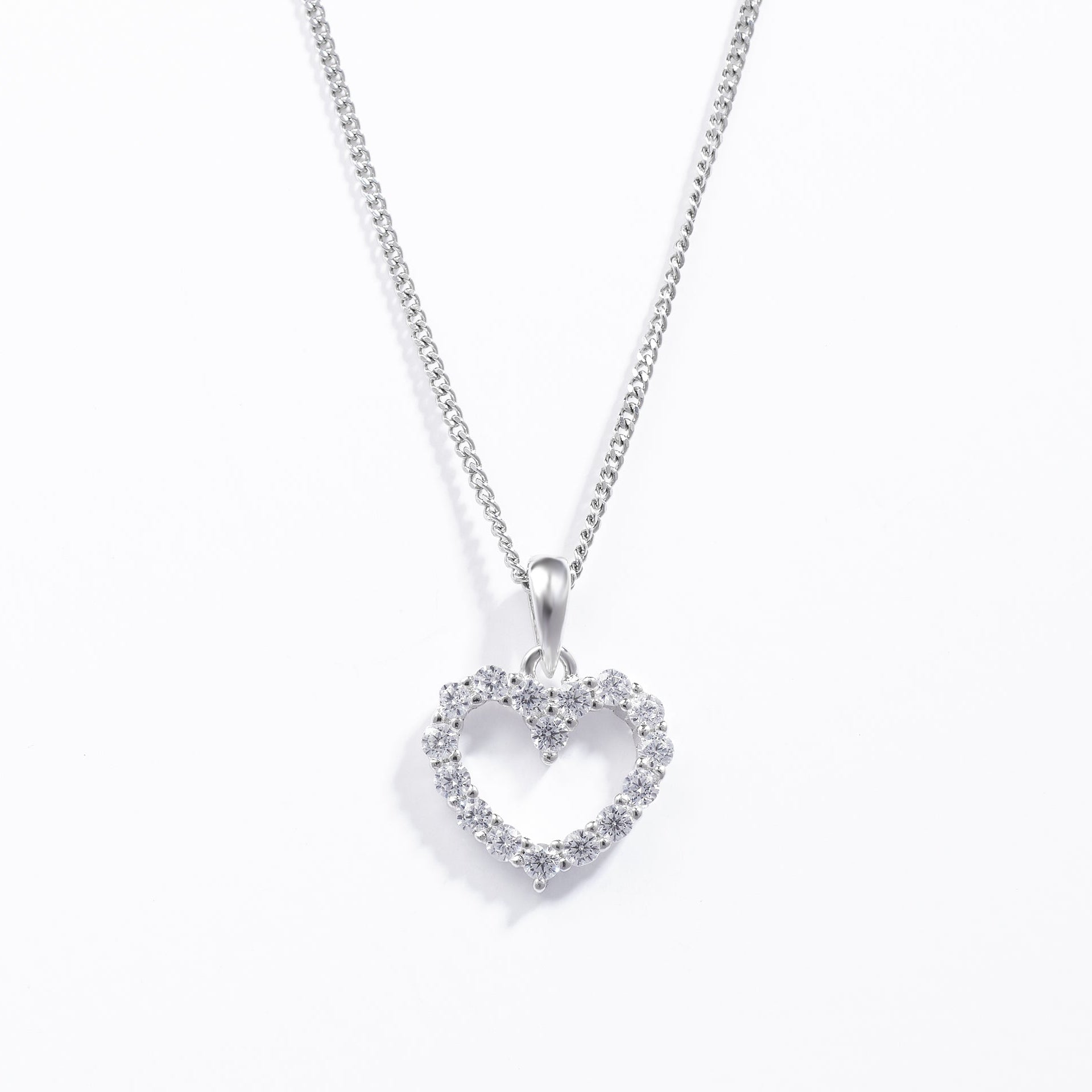 Sterling Silver Zirconia Claw Set Heart Pendant