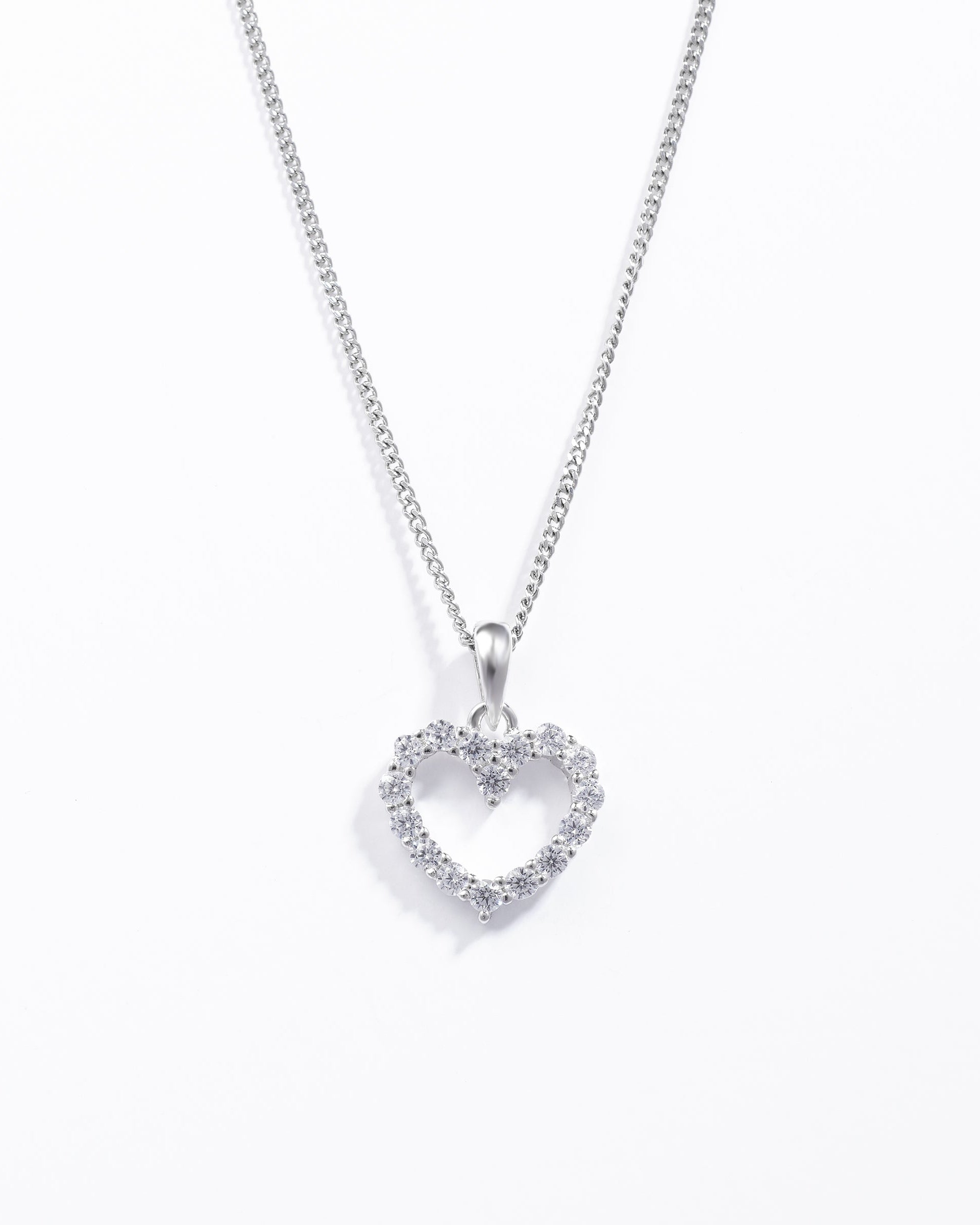 Sterling Silver Zirconia Claw Set Heart Pendant