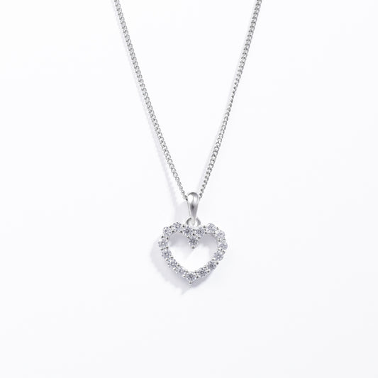 Sterling Silver Zirconia Claw Set Heart Pendant