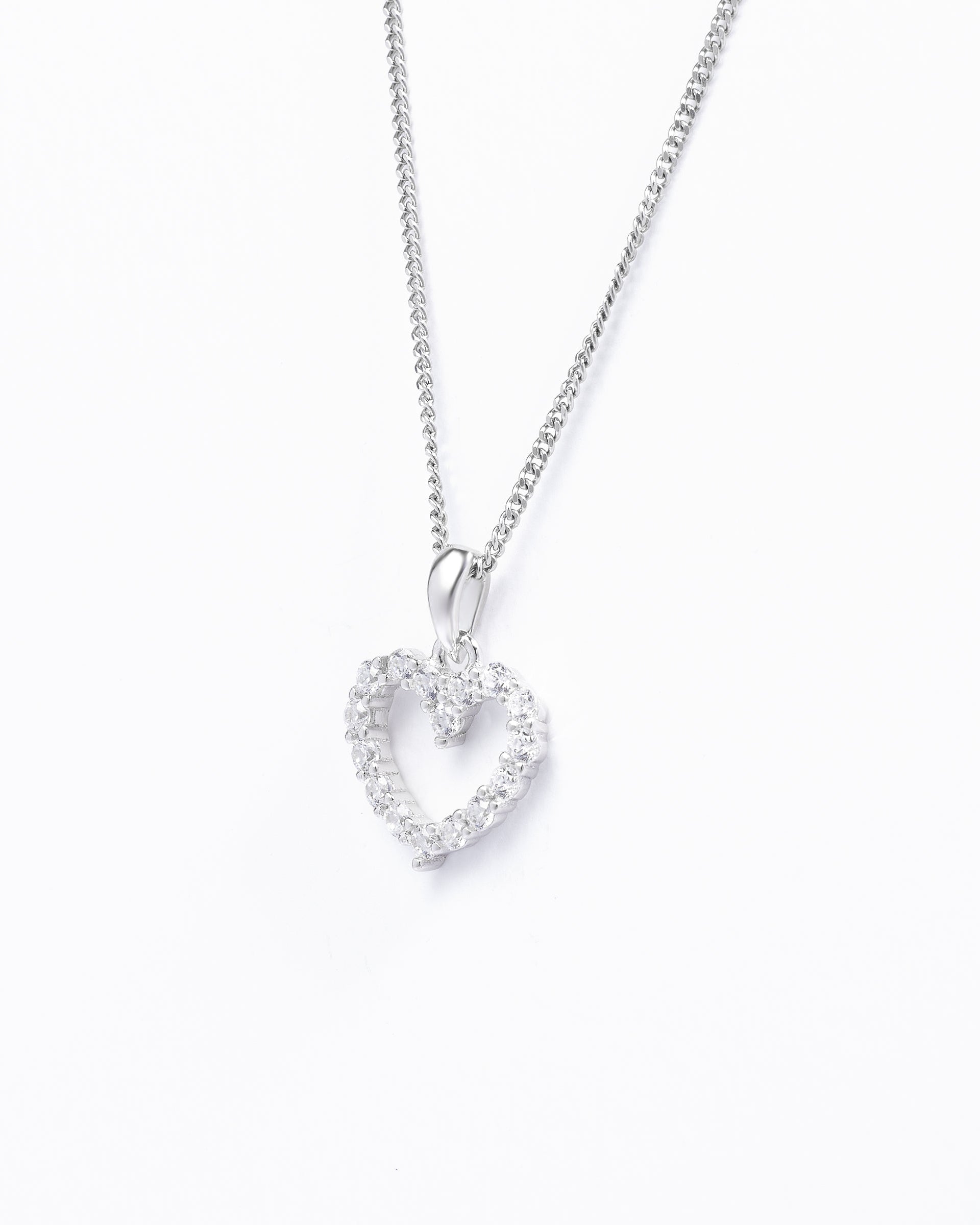 Sterling Silver Zirconia Claw Set Heart Pendant