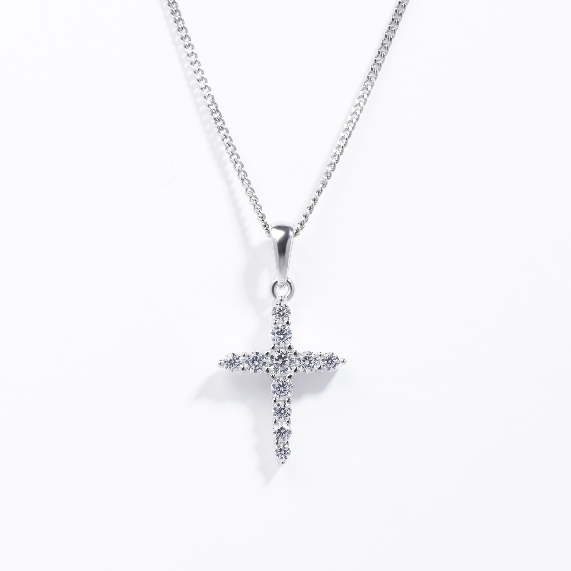 Sterling Silver Zirconia Claw Set Cross Pendant