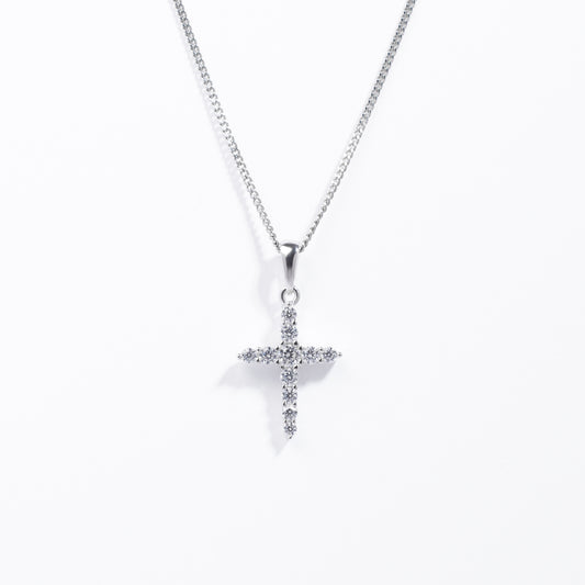 Sterling Silver Zirconia Claw Set Cross Pendant