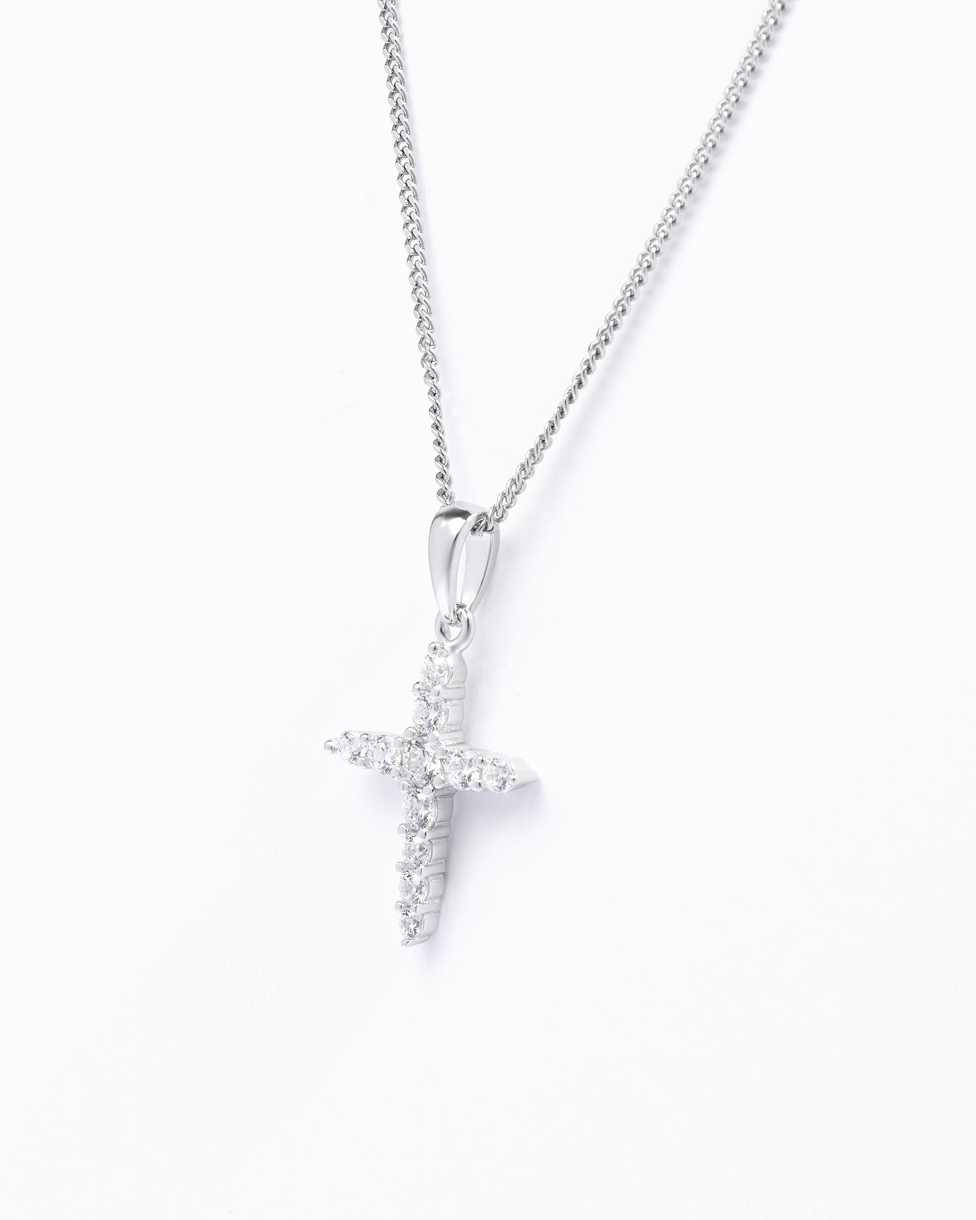 Sterling Silver Zirconia Claw Set Cross Pendant