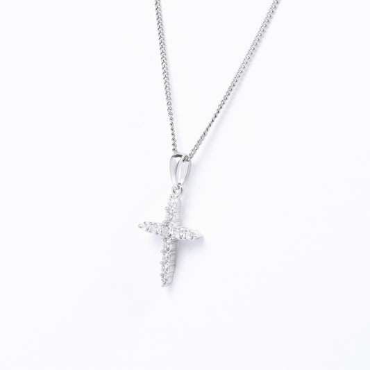 Sterling Silver Zirconia Claw Set Cross Pendant