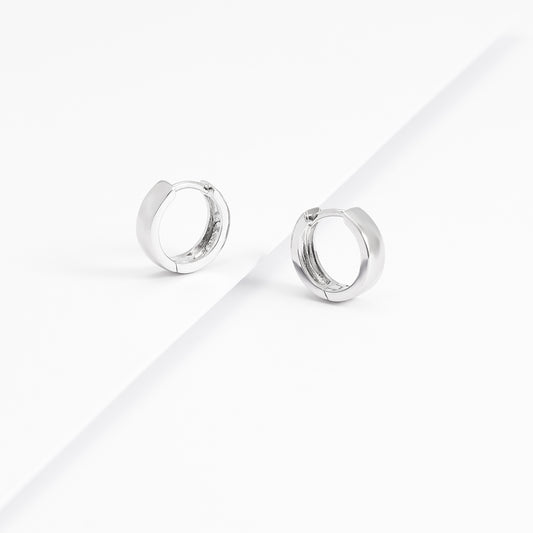 Sterling Silver Plain Huggie Earrings 12.5mm