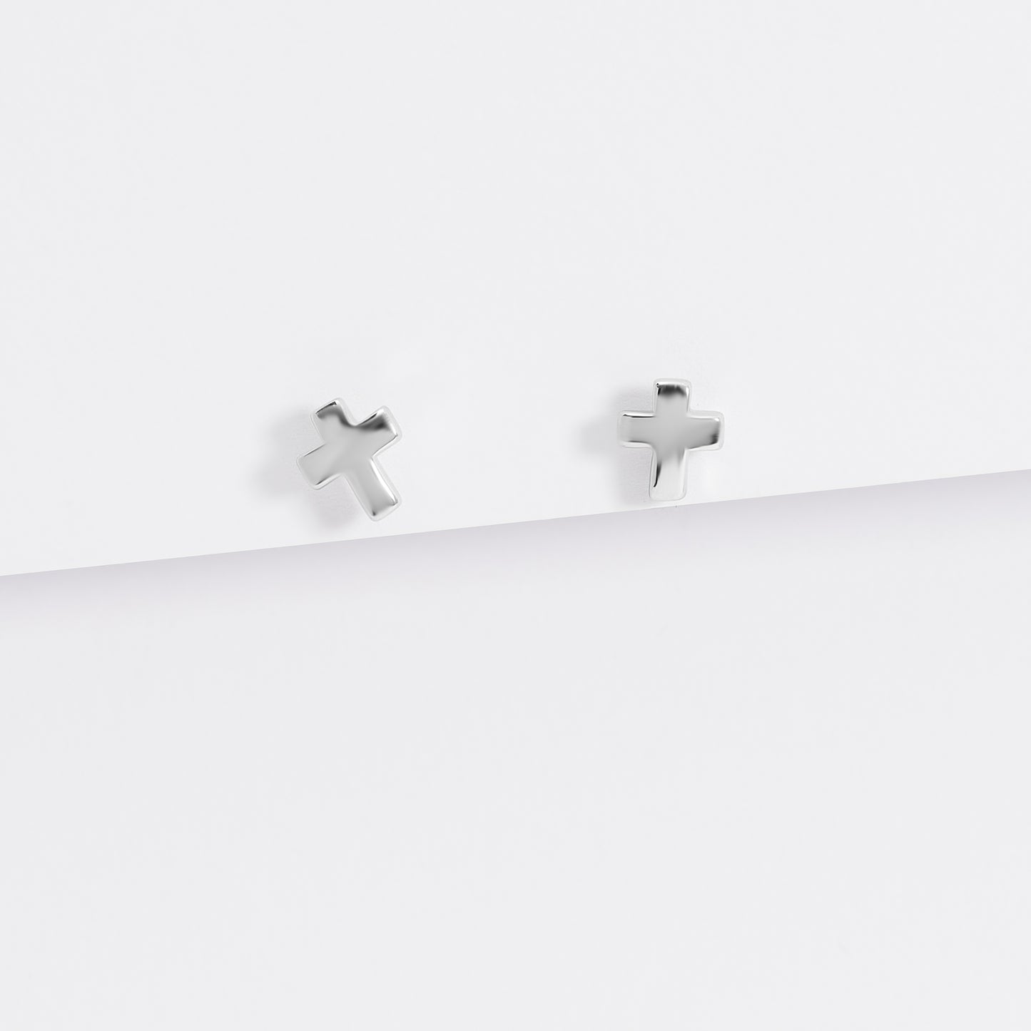 Sterling Silver Plain Cross Stud Earrings