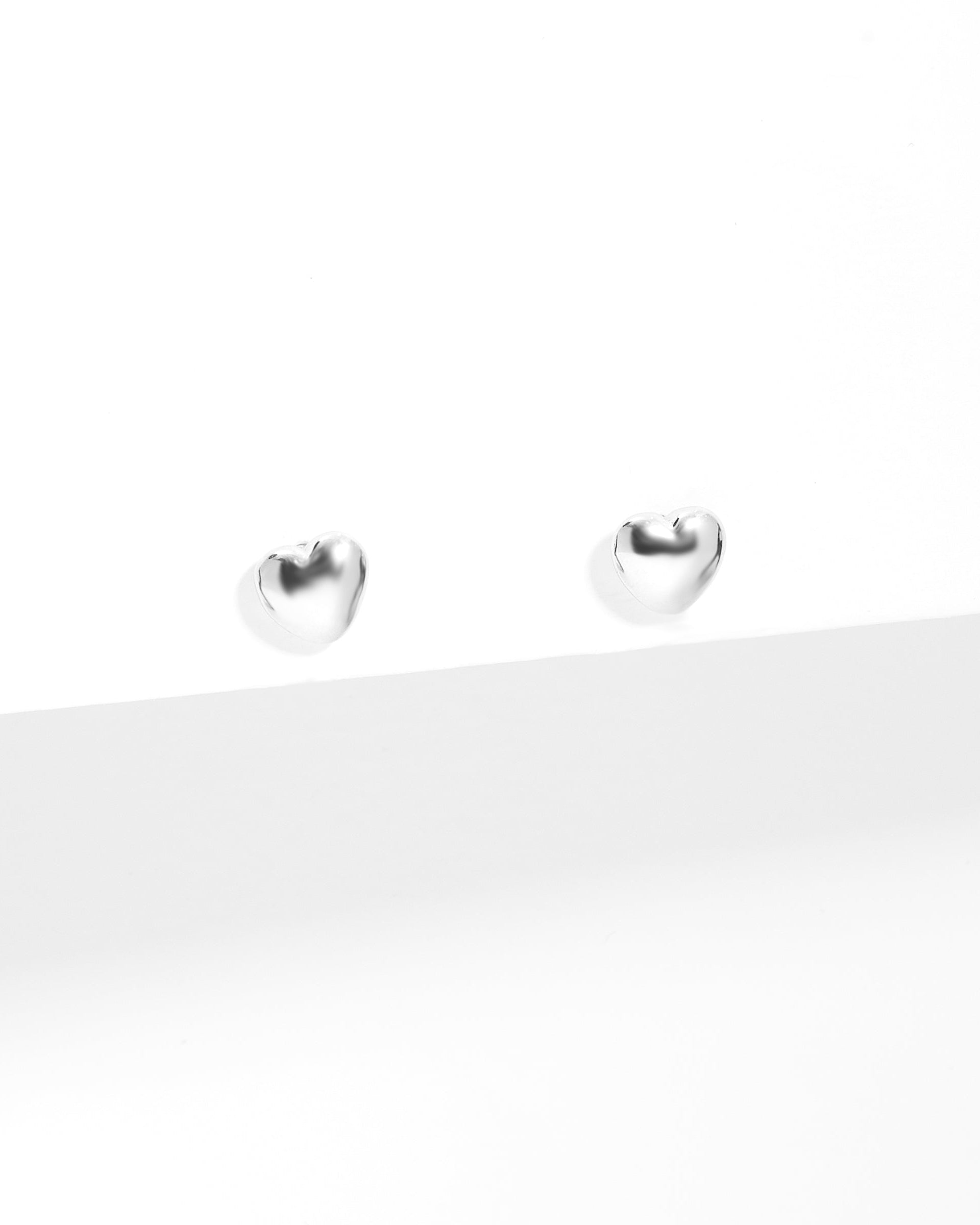 Sterling Silver Plain Heart Stud Earrings