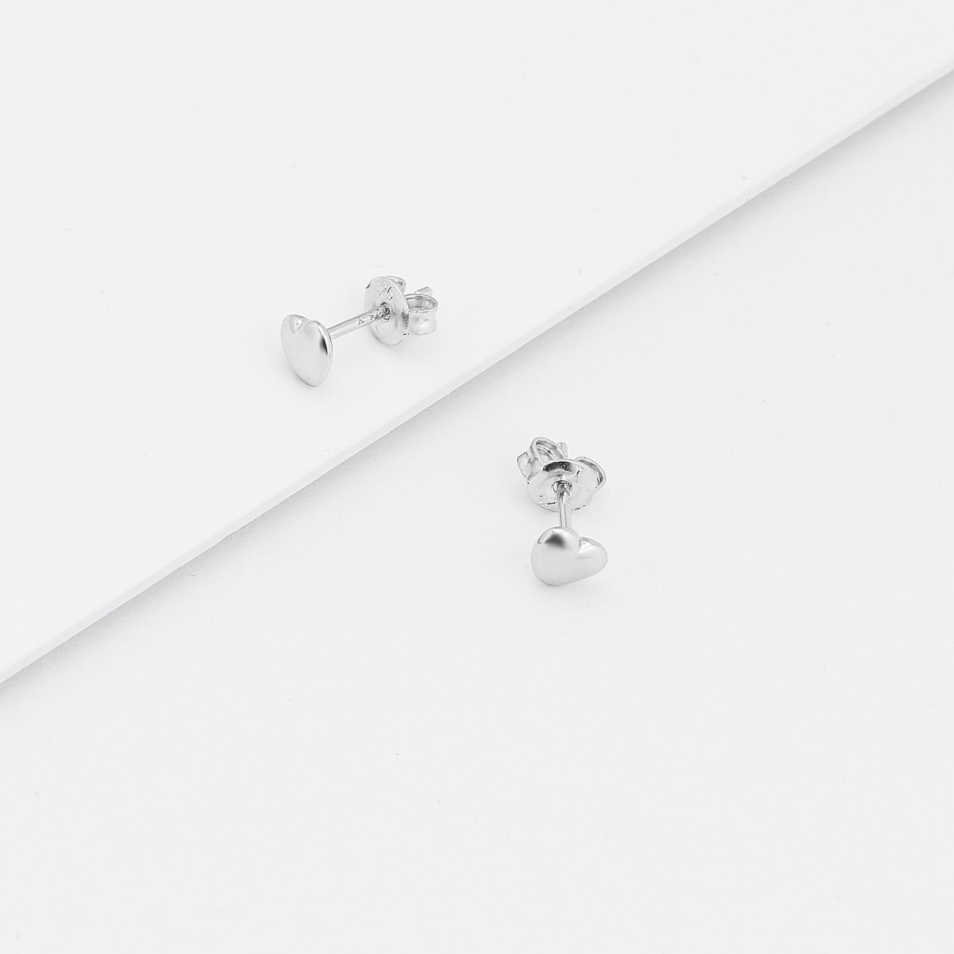 Sterling Silver Plain Heart Stud Earrings