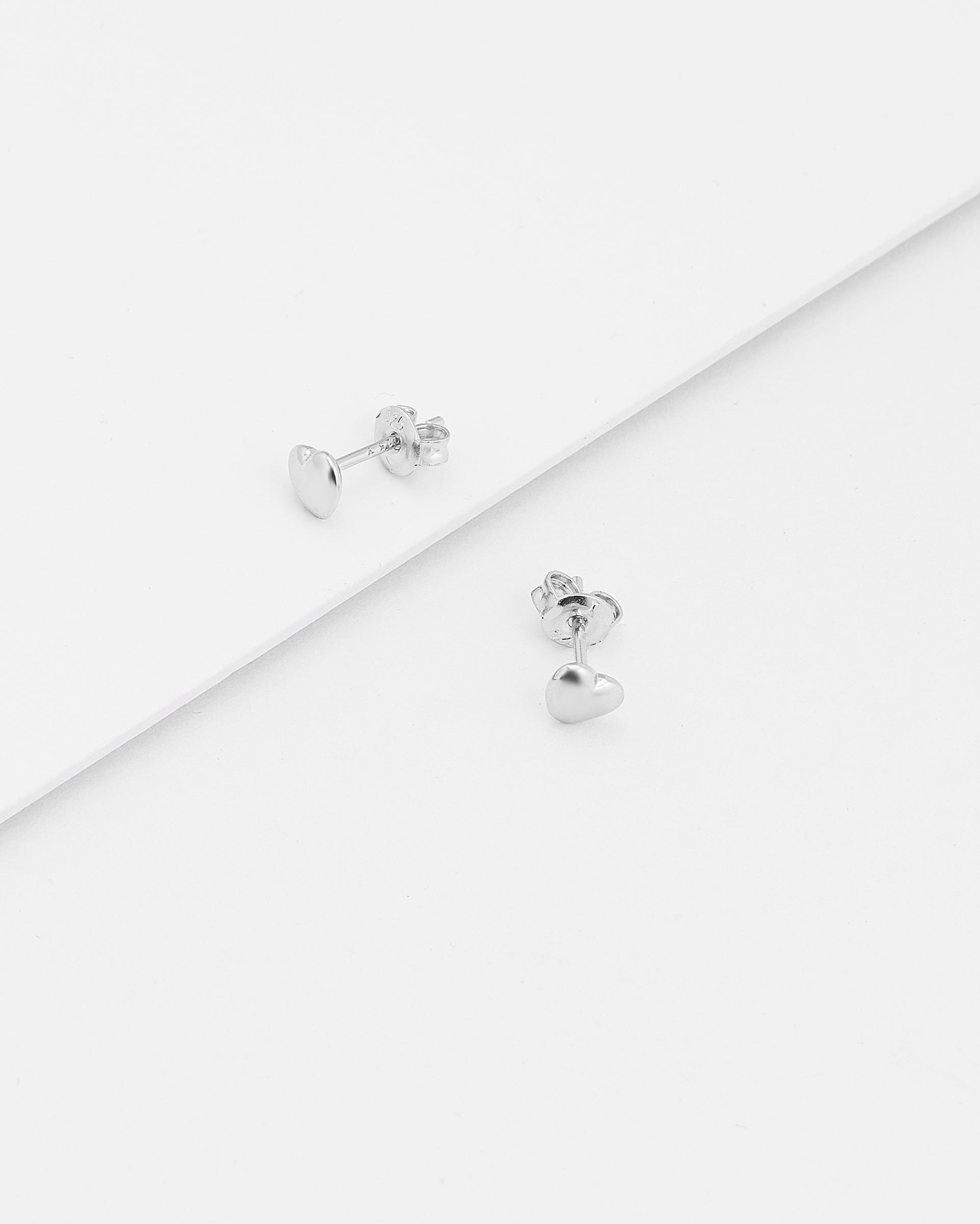 Sterling Silver Plain Heart Stud Earrings