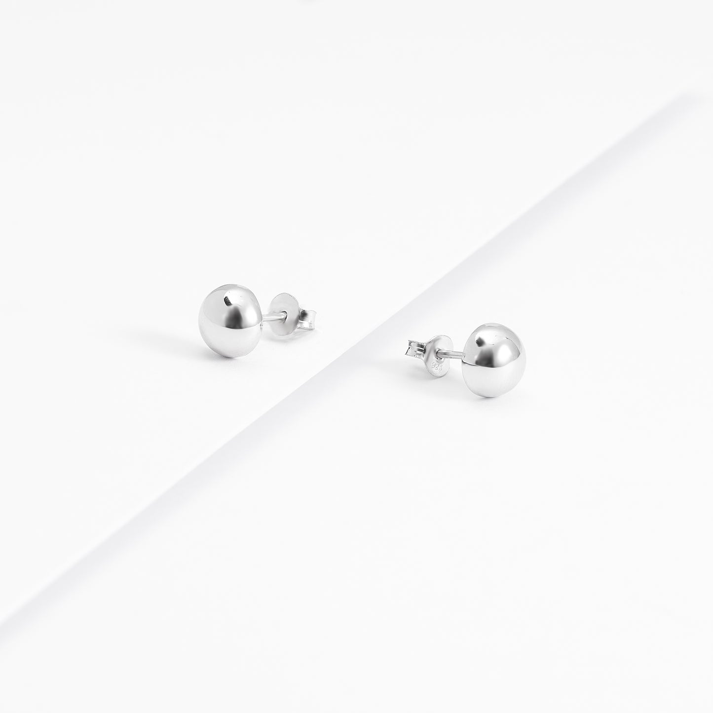 Sterling Silver Dome Ball Stud Earrings