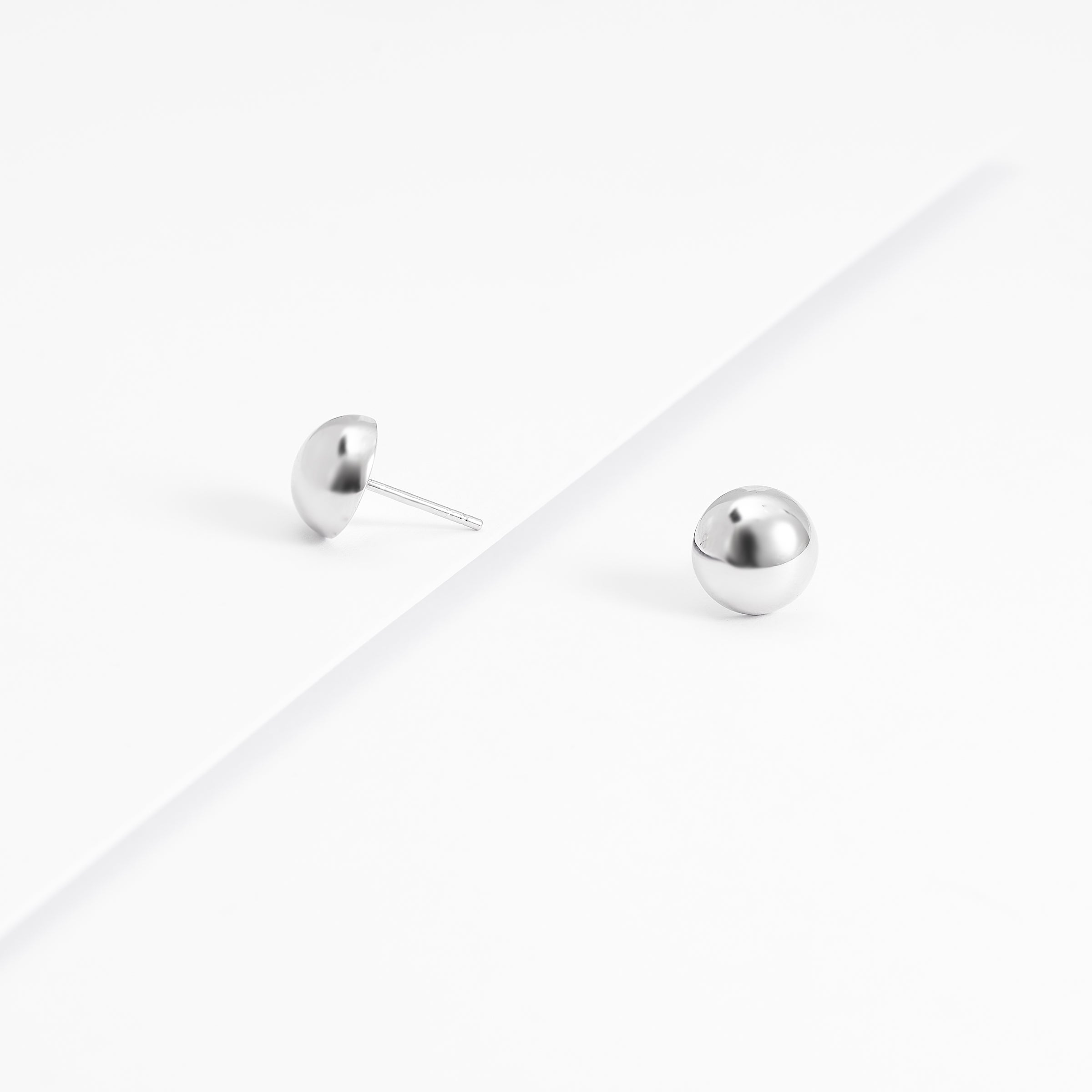Sterling Silver Dome Ball Stud Earrings