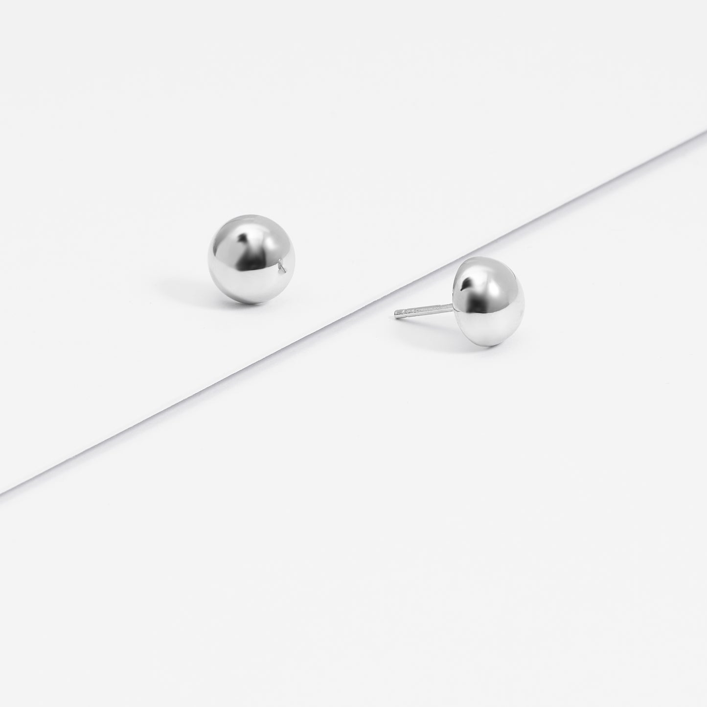 Sterling Silver Dome Ball Stud Earrings